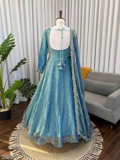 Fendy Silk Anarkali Palazzo Set with Sequins Work Dupatt