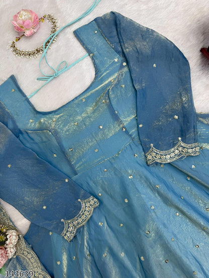 Fendy Silk Anarkali Palazzo Set with Sequins Work Dupatt