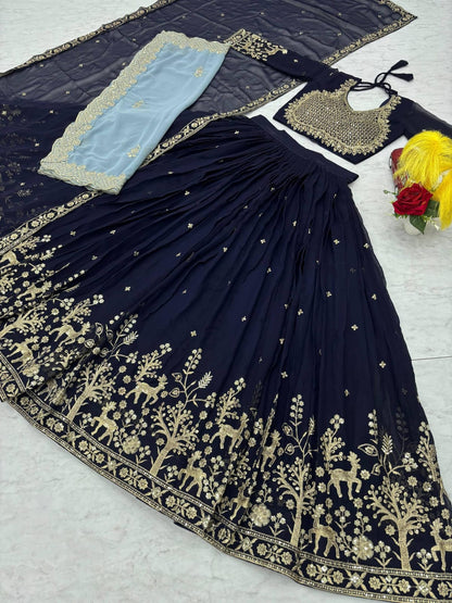 Wedding Special Fox Georgette Lehenga Choli with Heavy Embroidery – Fully Stitched