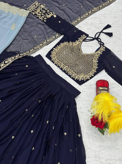 Wedding Special Fox Georgette Lehenga Choli with Heavy Embroidery – Fully Stitched