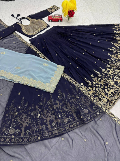 Wedding Special Fox Georgette Lehenga Choli with Heavy Embroidery – Fully Stitched