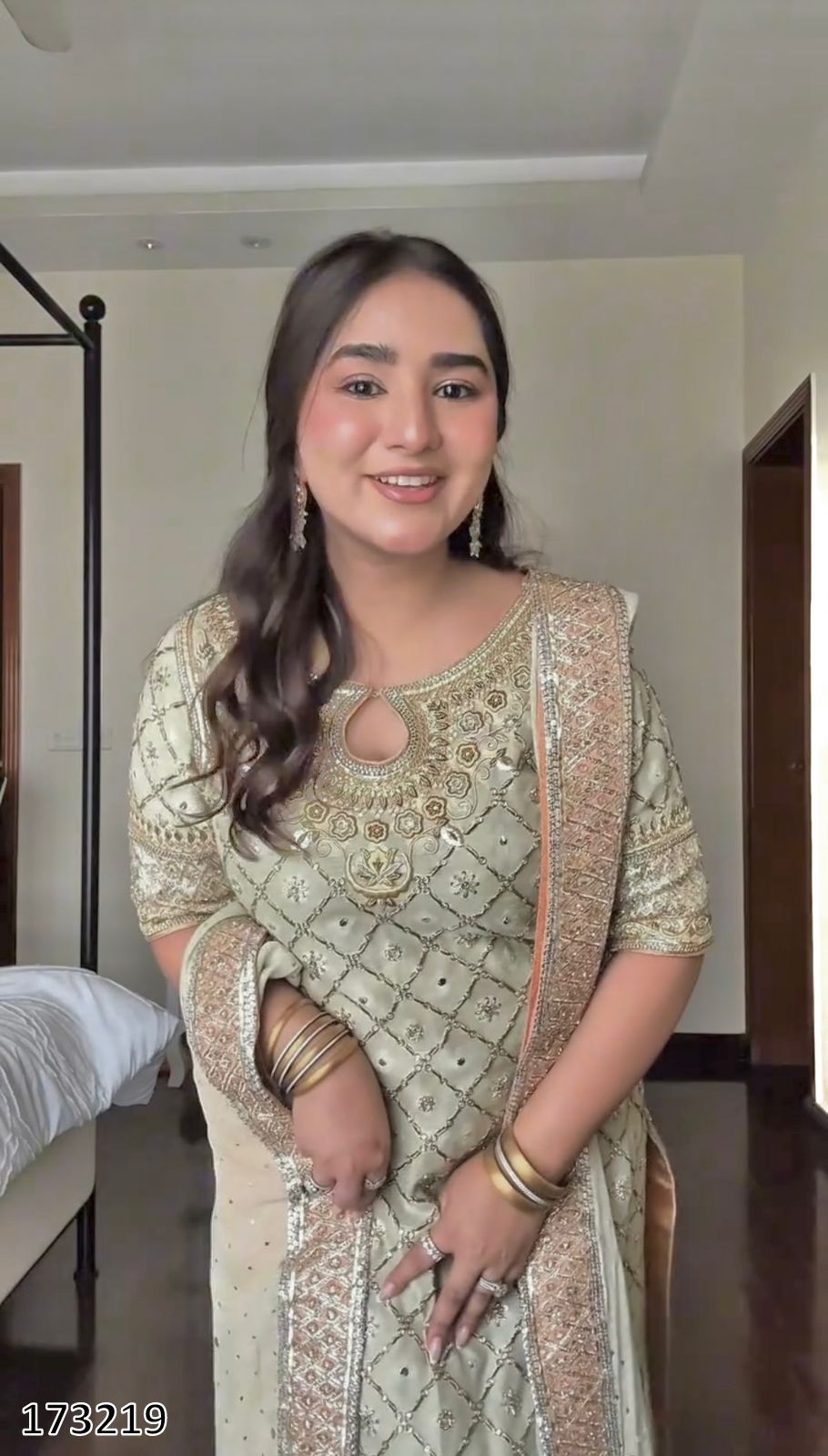 Faux Georgette Embroidered Top-Pant with Dupatta Set | Mirror Work | Ready to Wear