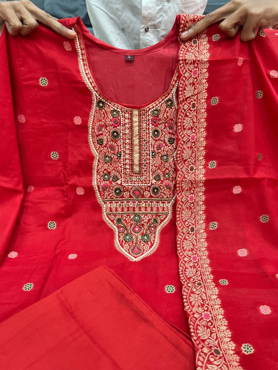 Wedding Special Pure Banarasi Suit Set with Pant & Zari Jacquard Dupatta