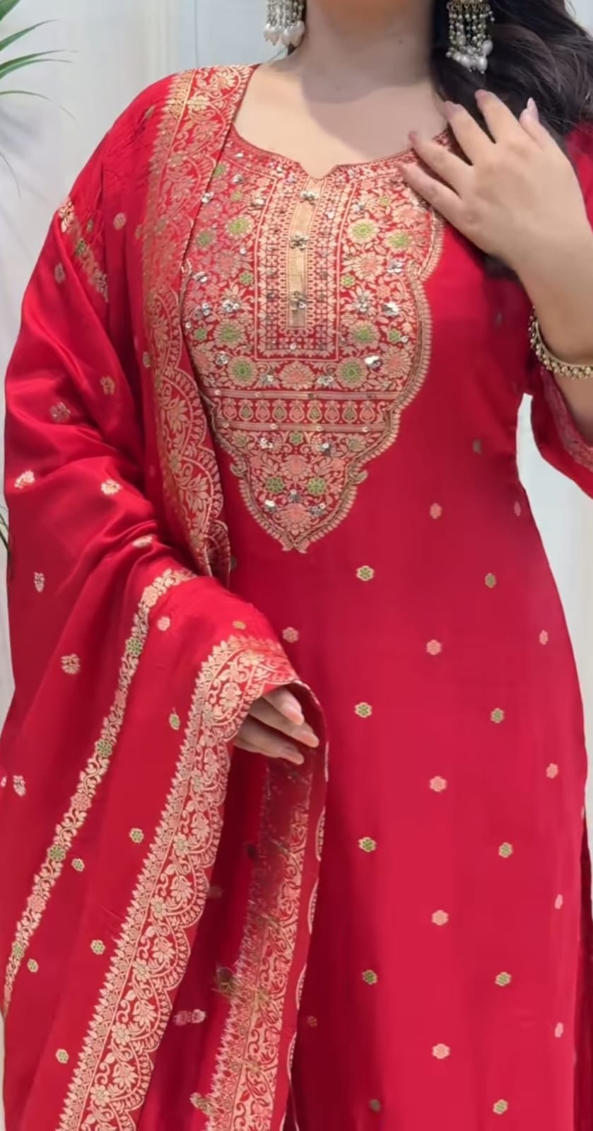 Wedding Special Pure Banarasi Suit Set with Pant & Zari Jacquard Dupatta