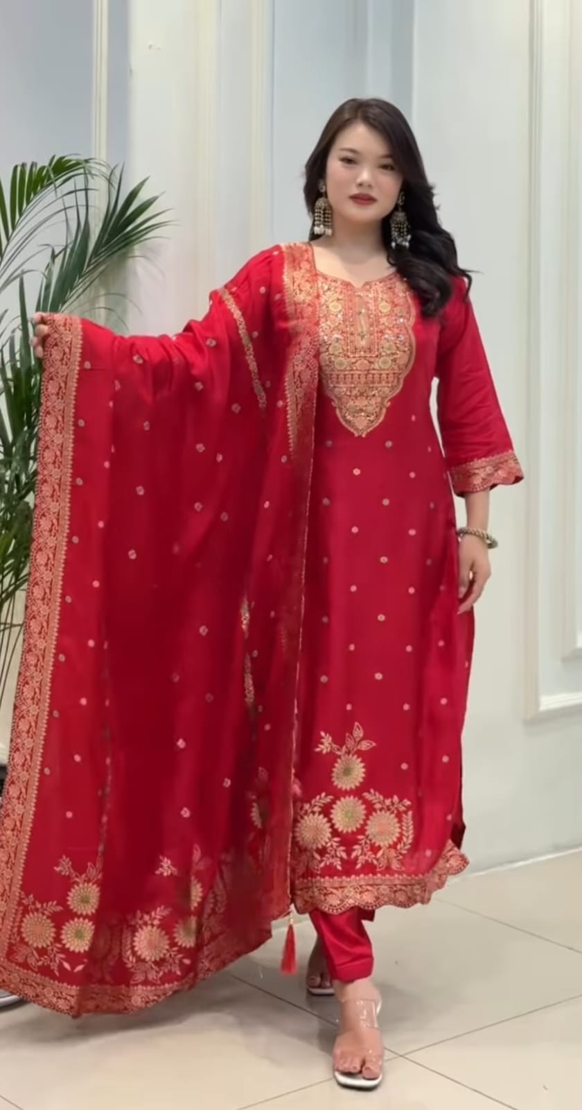 Wedding Special Pure Banarasi Suit Set with Pant & Zari Jacquard Dupatta