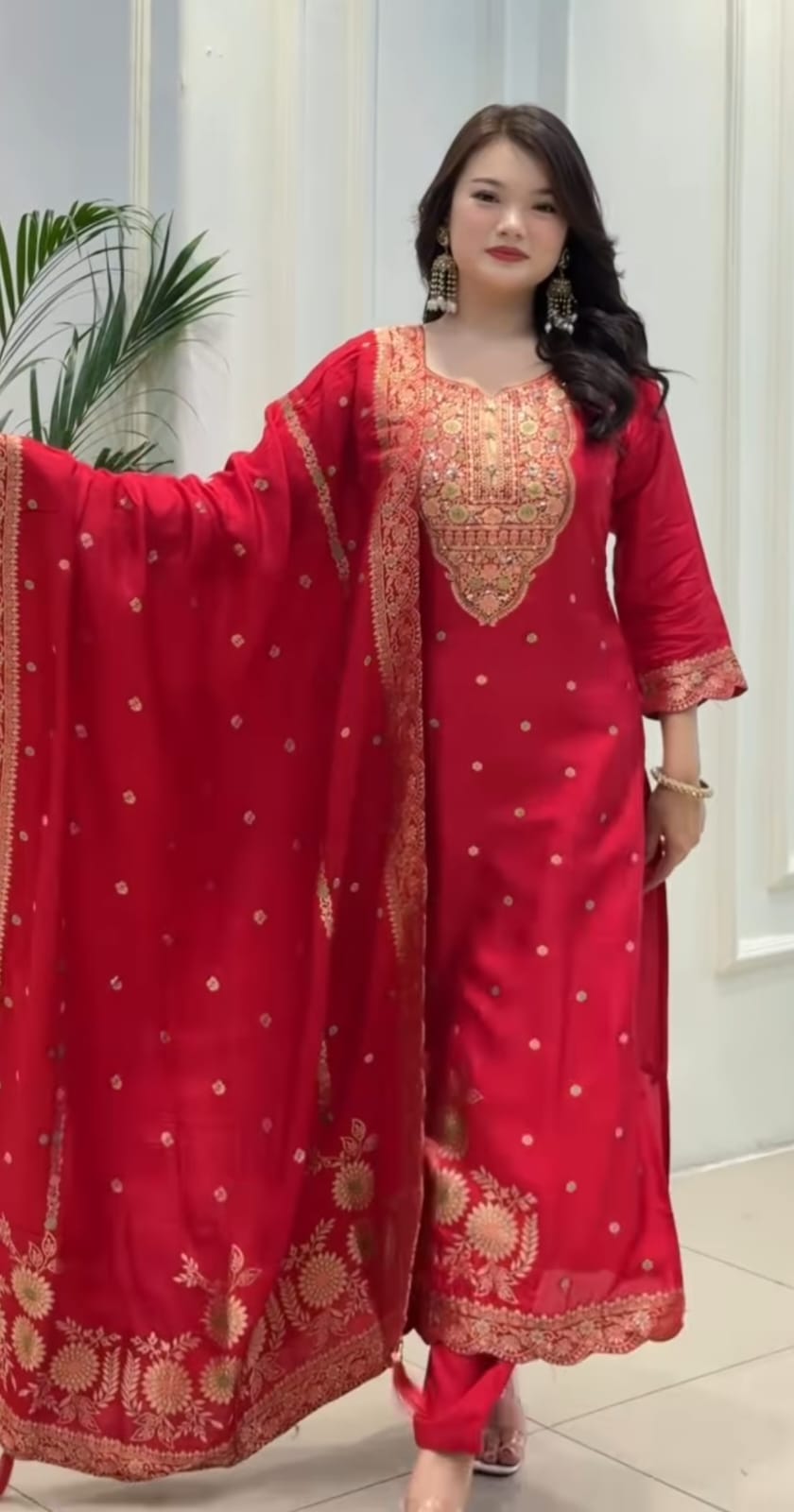 Wedding Special Pure Banarasi Suit Set with Pant & Zari Jacquard Dupatta