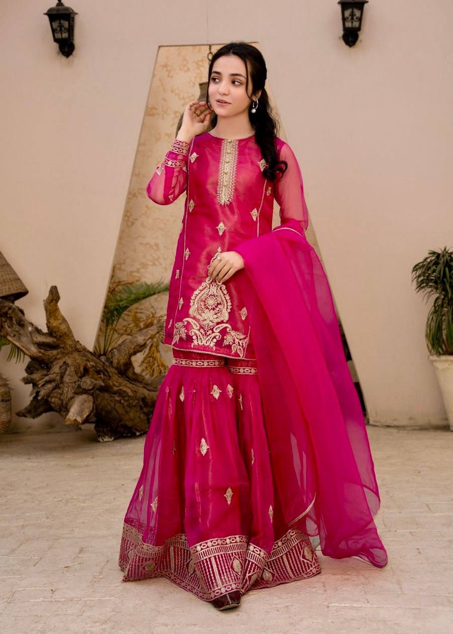 Designer Party Wear Top Palazzo & Dupatta Set in Diamond Georgette with Sequin Embroidery