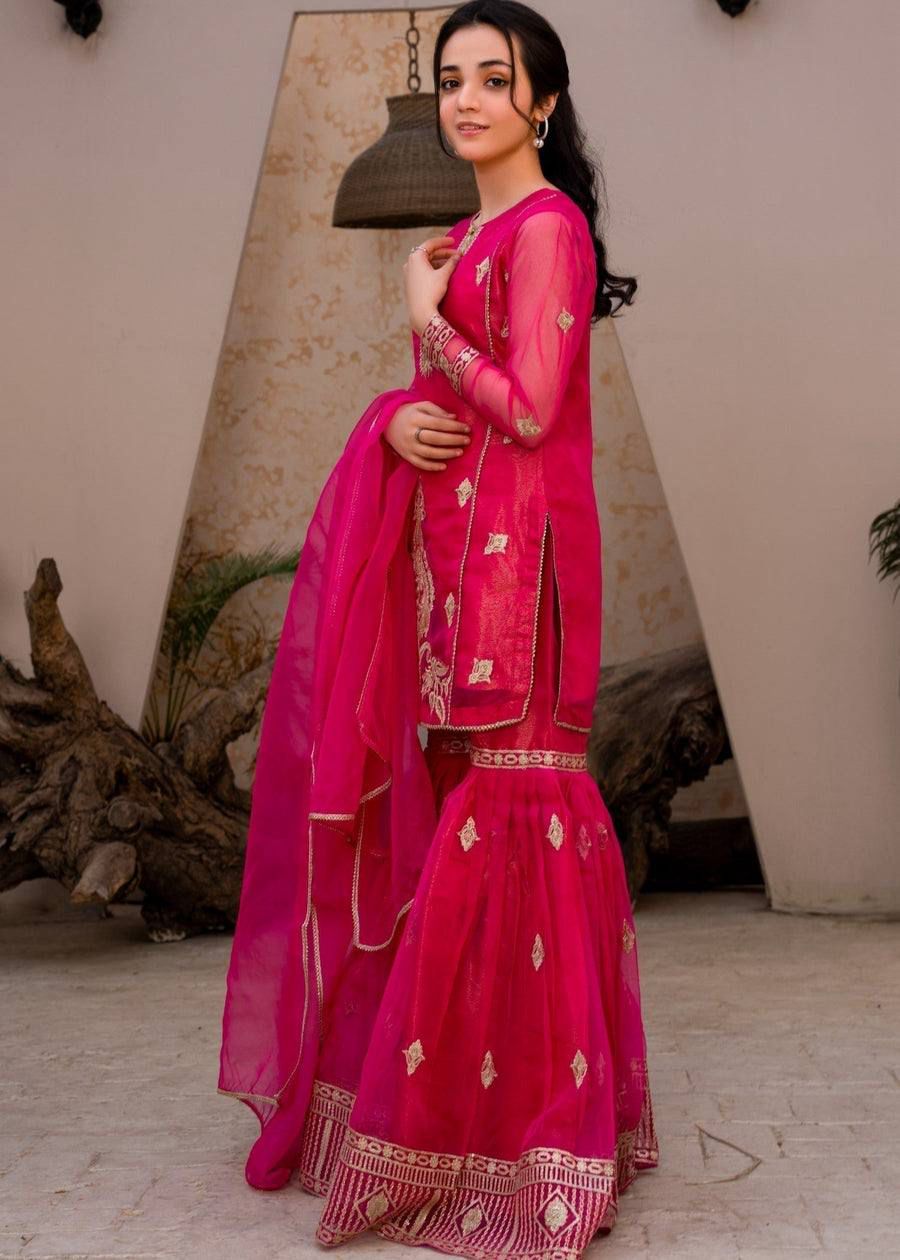 Designer Party Wear Top Palazzo & Dupatta Set in Diamond Georgette with Sequin Embroidery