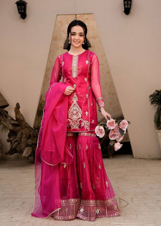 Designer Party Wear Top Palazzo & Dupatta Set in Diamond Georgette with Sequin Embroidery