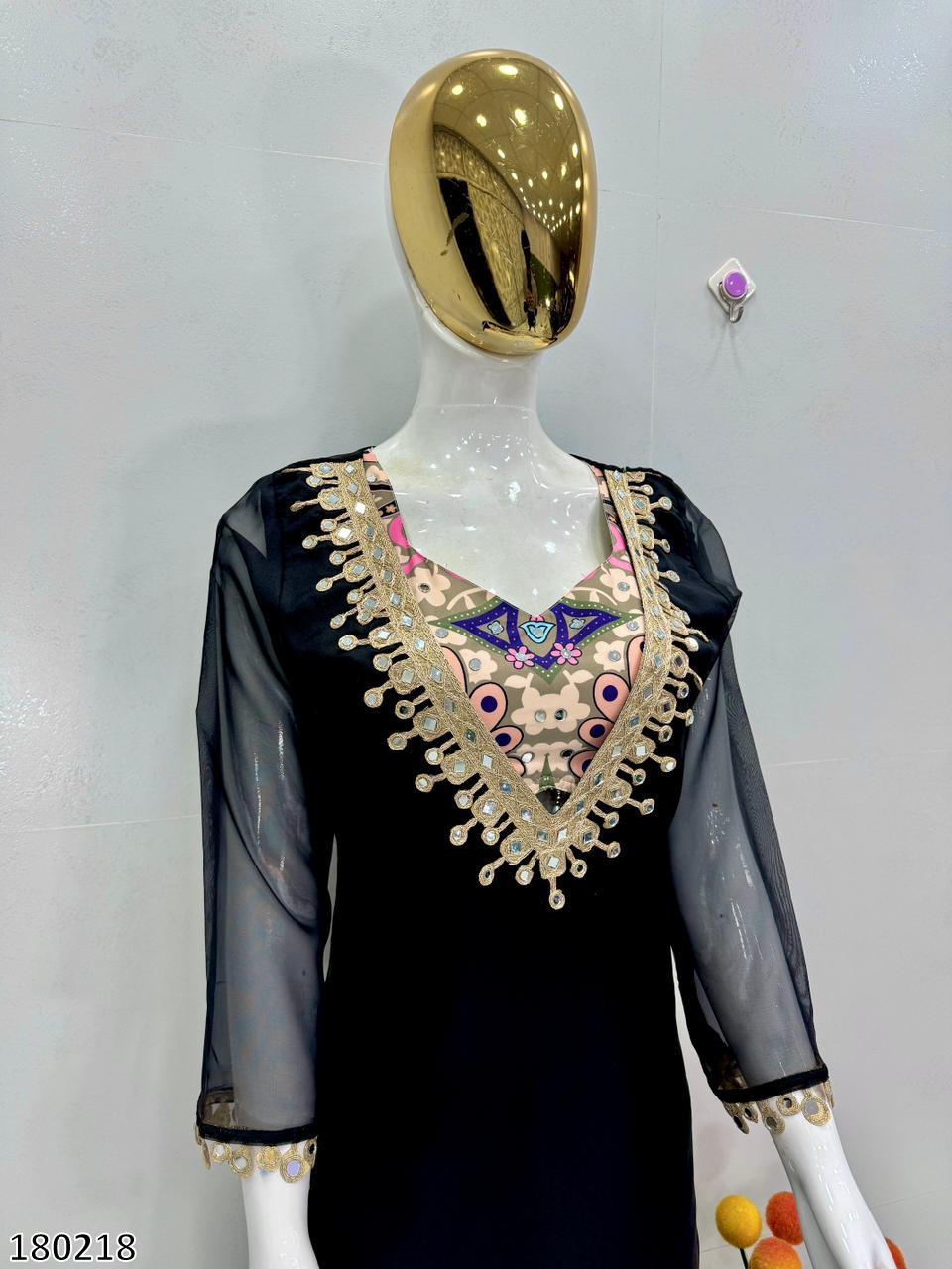 Party Wear Blouse Suit Set with Heavy Tebby Organza | Embroidered Top, Printed Blouse & Palazzo