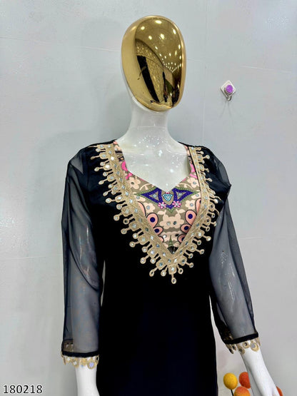 Party Wear Blouse Suit Set with Heavy Tebby Organza | Embroidered Top, Printed Blouse & Palazzo