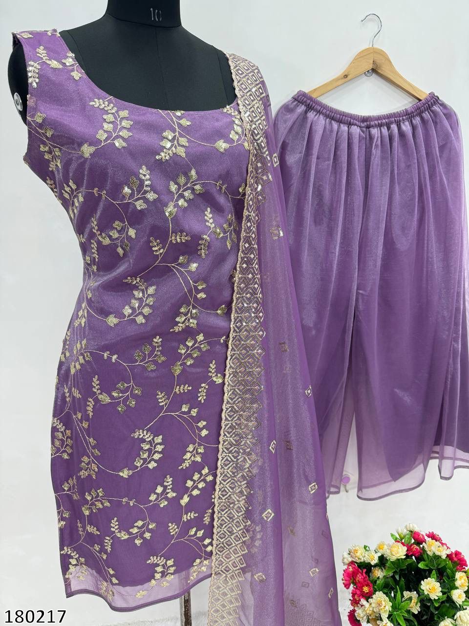 Designer Jimmy Choo Organza 3-Piece Suit Set | Heavy Embroidered Top, Pant & Dupatta – Ready to Wear