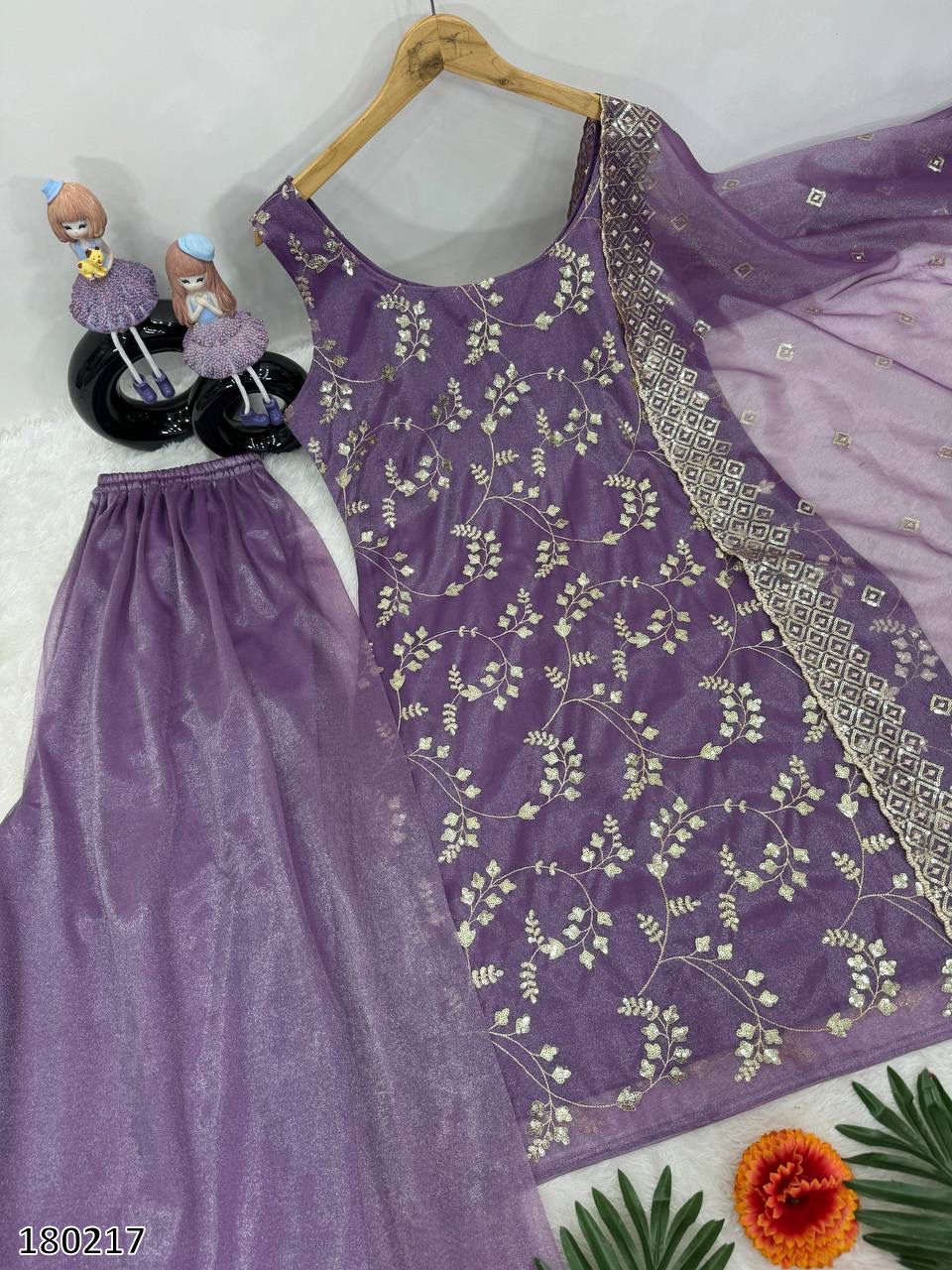 Designer Jimmy Choo Organza 3-Piece Suit Set | Heavy Embroidered Top, Pant & Dupatta – Ready to Wear