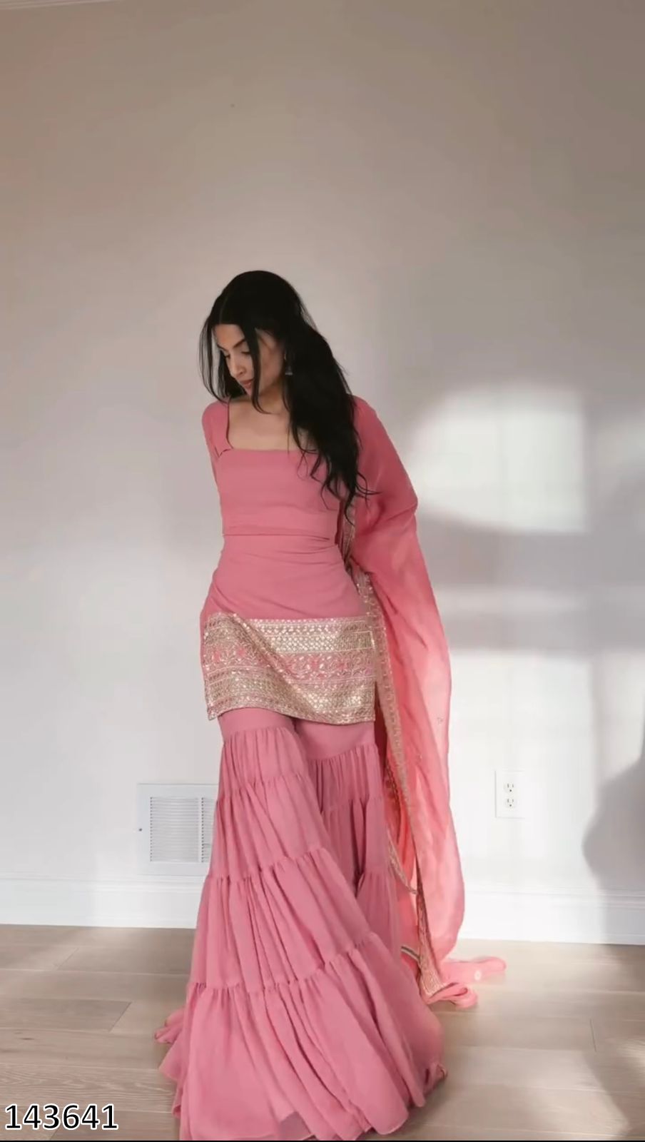 Designer Fox Georgette Top Sharara &amp; Dupatta Set | Heavy 9mm Sequin Embroidery – Ready to Wear