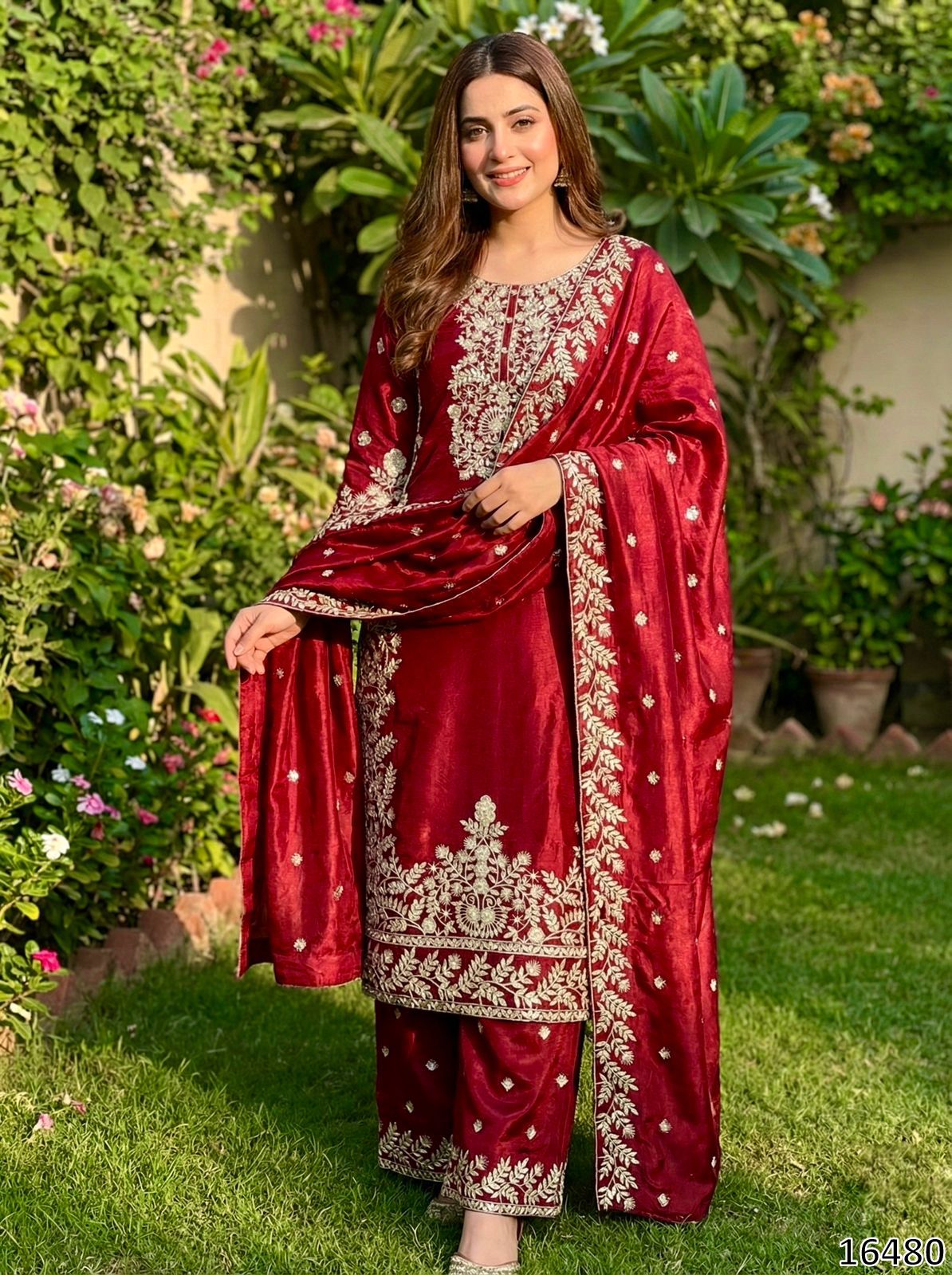 Designer GMY Silk Embroidered Top Plazzo Dupatta Set | Heavy Sequin Work | Ready-to-Wear Ethnic Party Wear