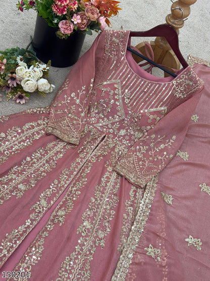 Designer Crunchy Silk Top Gharara Dupatta Set | Heavy Embroidery & Sequin Work