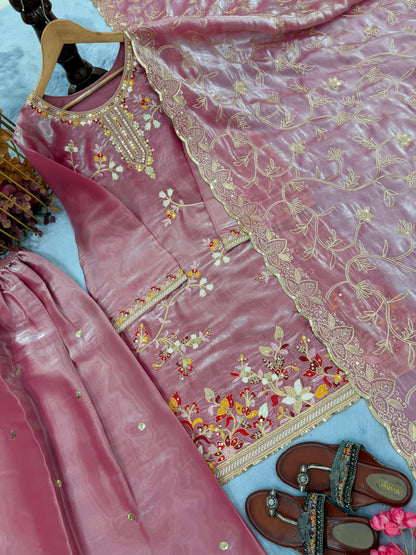 Pure GMY Silk Designer Top Plazzo & Dupatta Set with Heavy Embroidery | Premium Party Wear Ethnic Outfit
