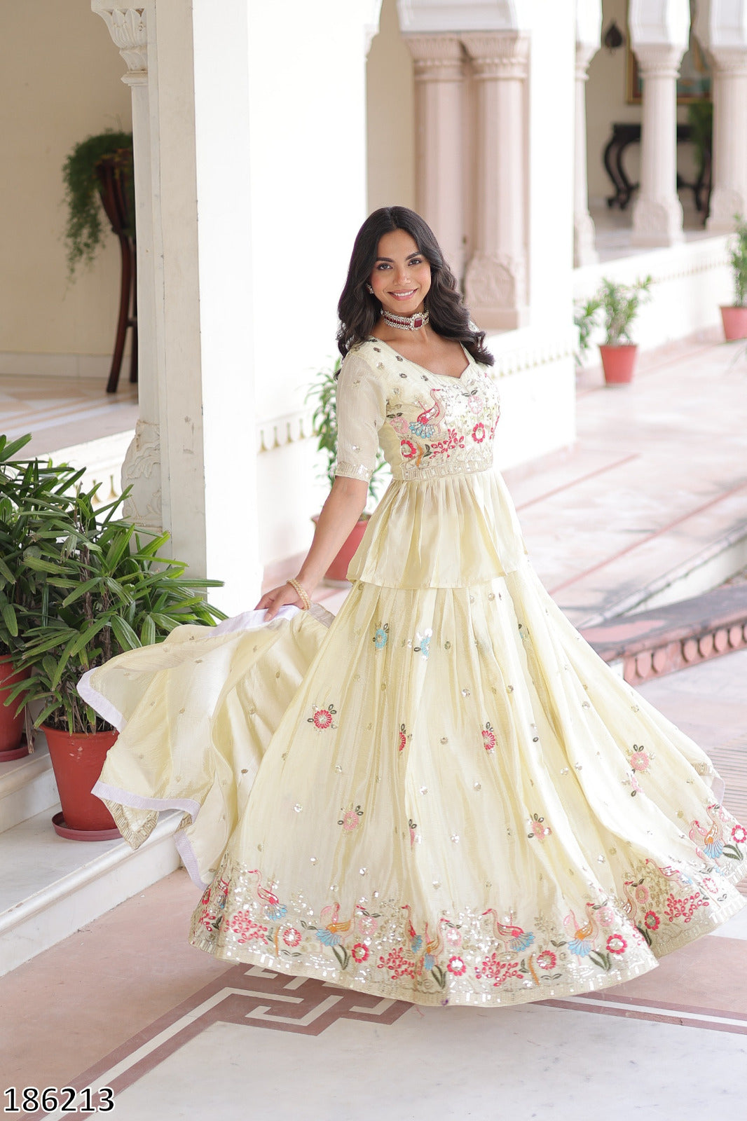 Premium Gold Crush Sequins Embroidered Lehenga Choli Set
