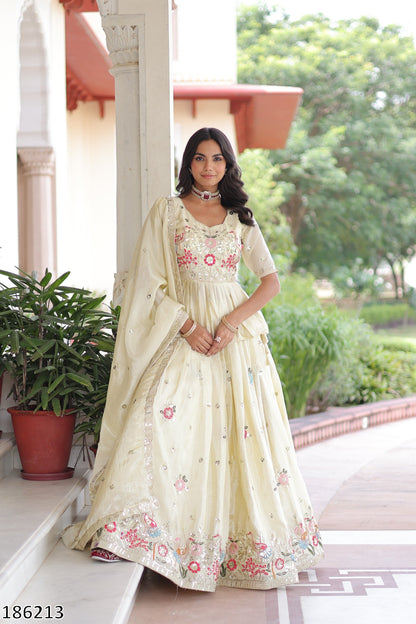 Premium Gold Crush Sequins Embroidered Lehenga Choli Set