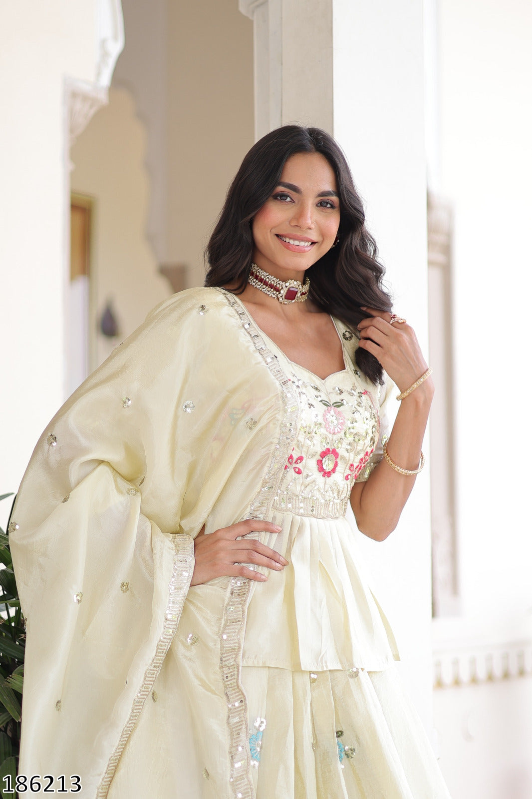 Premium Gold Crush Sequins Embroidered Lehenga Choli Set