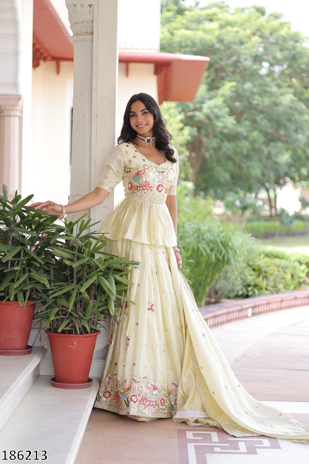 Premium Gold Crush Sequins Embroidered Lehenga Choli Set