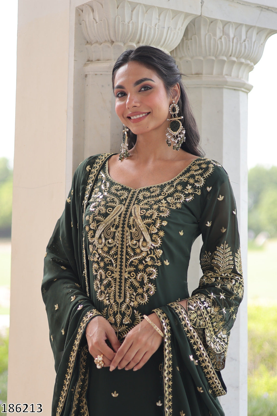 Premium Faux Blooming Kurti with Pant &amp; Dupatta Set