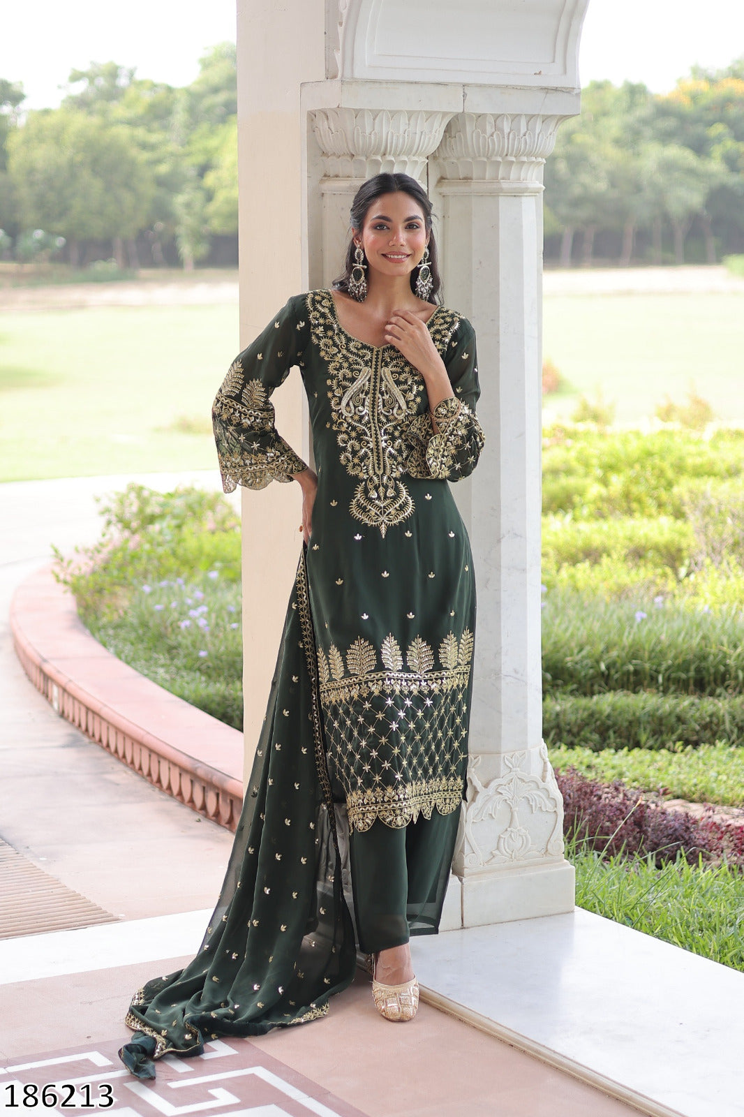 Premium Faux Blooming Kurti with Pant &amp; Dupatta Set