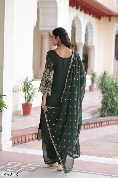 Premium Faux Blooming Kurti with Pant &amp; Dupatta Set