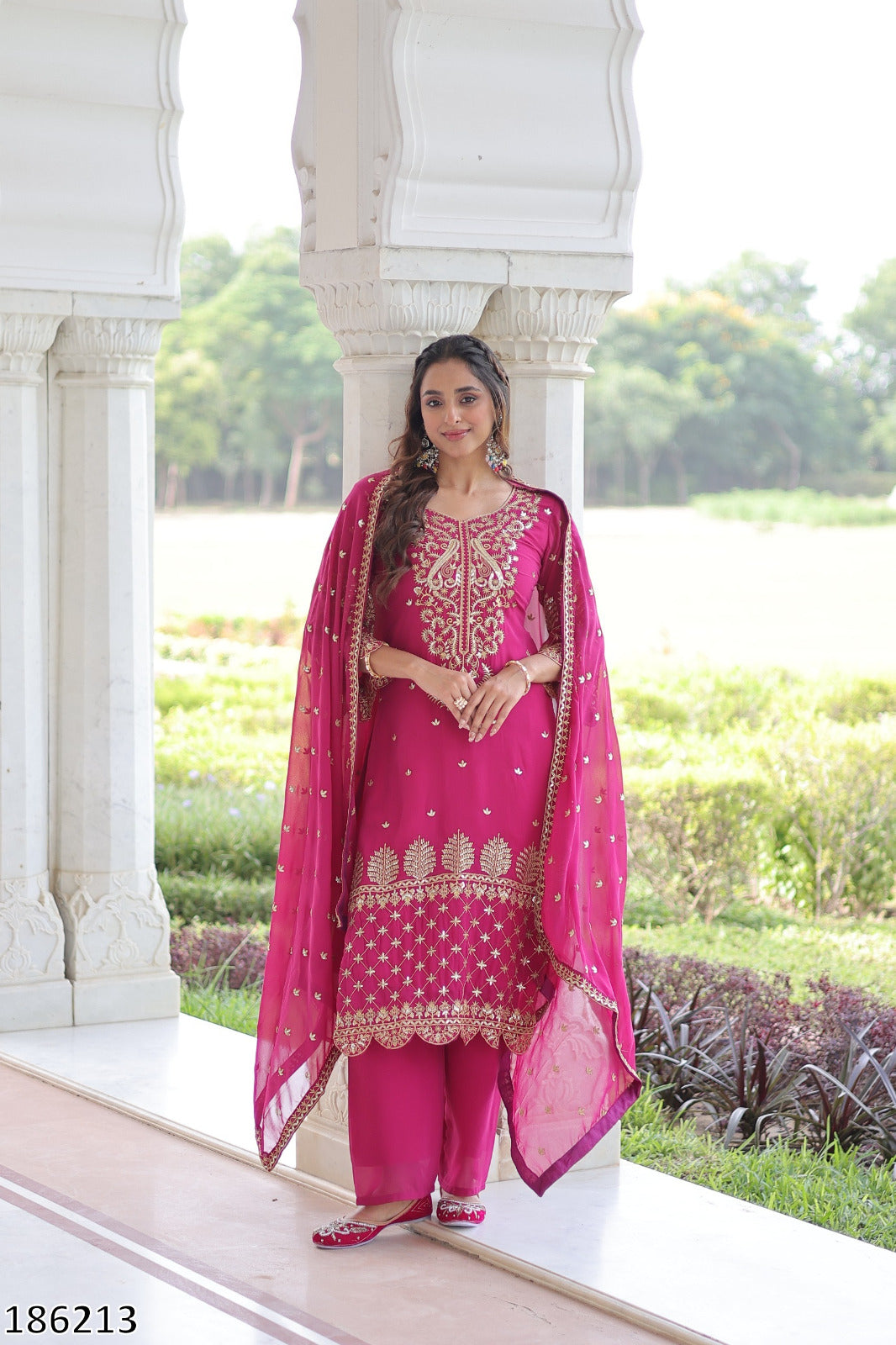 Premium Faux Blooming Kurti with Pant &amp; Dupatta Set