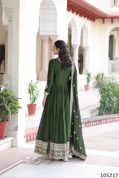 Vichitra Silk Sequins Embroidered Gown with Dupatta – 2025 Collection