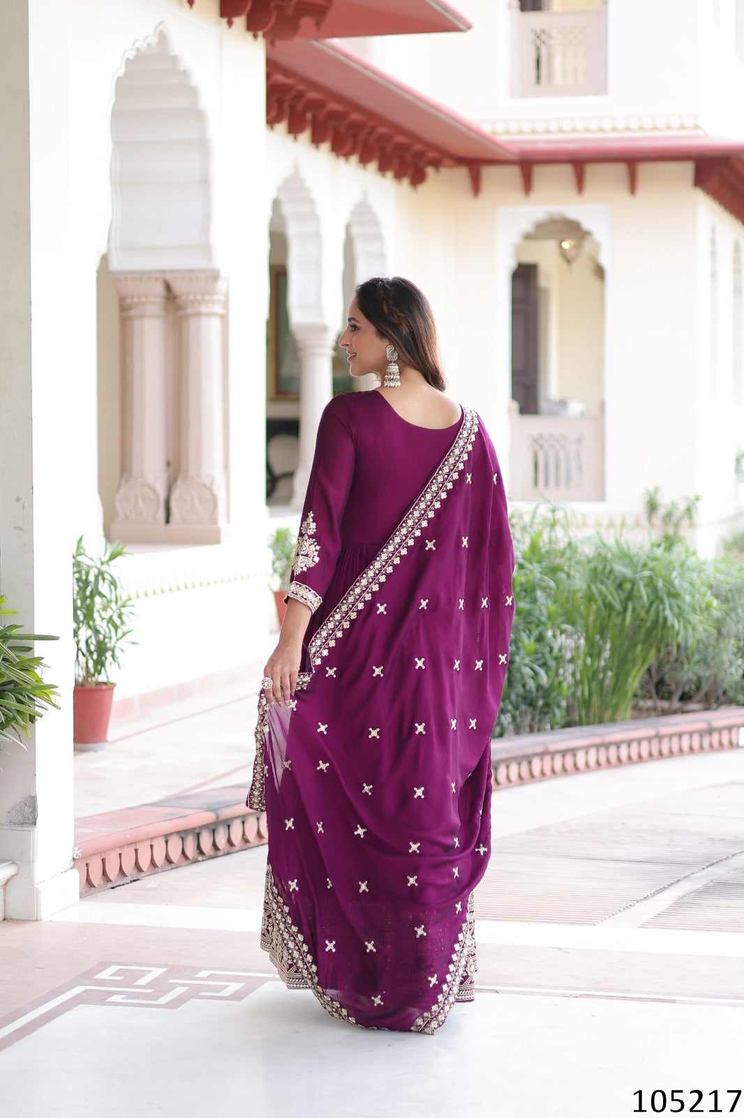 Vichitra Silk Sequins Embroidered Gown with Dupatta – 2025 Collection