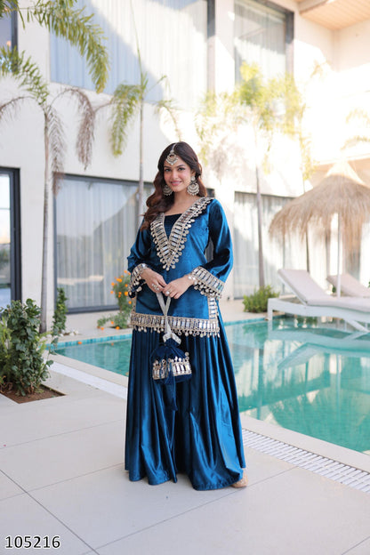 EID SPECIAL 2026 Dresses : Premium Velvet Wear READYMADE TOP–PALAZZO WITH BATWA SET