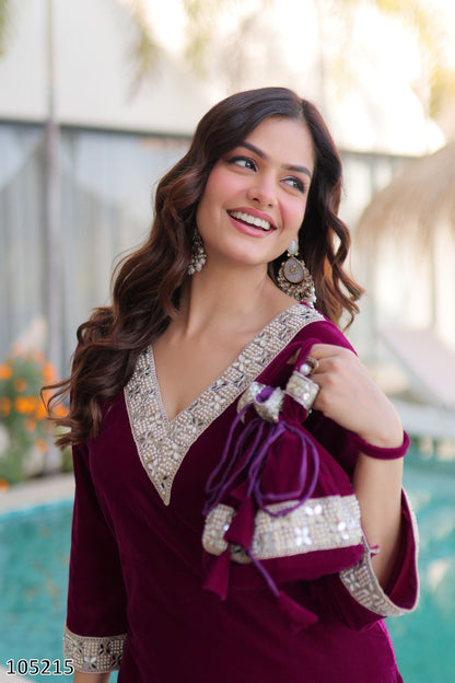 Eid Special 9000 Velvet Top Pant Set with Batwa | Zari Embroidery & Real Mirror Work | Eid Outfits 2026