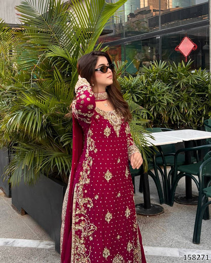 Designer Fox Georgette Top Palazzo Set with Dupatta