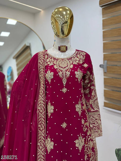 Designer Fox Georgette Top Palazzo Set with Dupatta