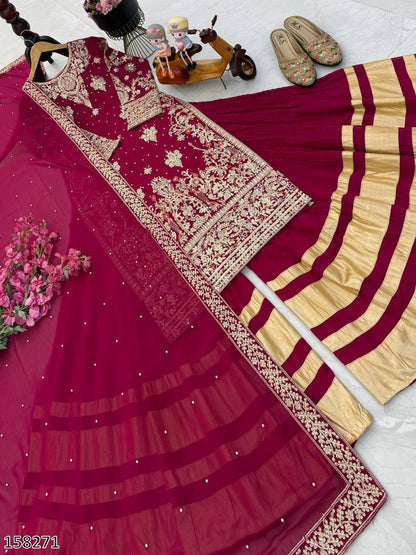 Designer Fox Georgette Top Palazzo Set with Dupatta