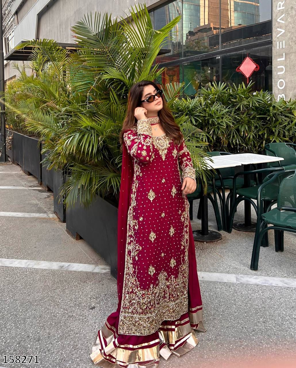 Designer Fox Georgette Top Palazzo Set with Dupatta