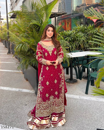 Designer Fox Georgette Top Palazzo Set with Dupatta
