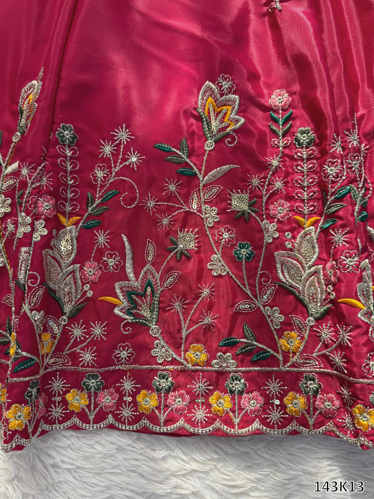 Designer Natural Crepe Silk Anarkali Plazzo Set with Dupatta | Thread &amp; Sequin Embroidery