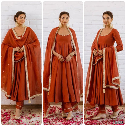 Vichitra Silk Beads Work Anarkali Gown Set with Dupatta | Premium Ready-to-Wear