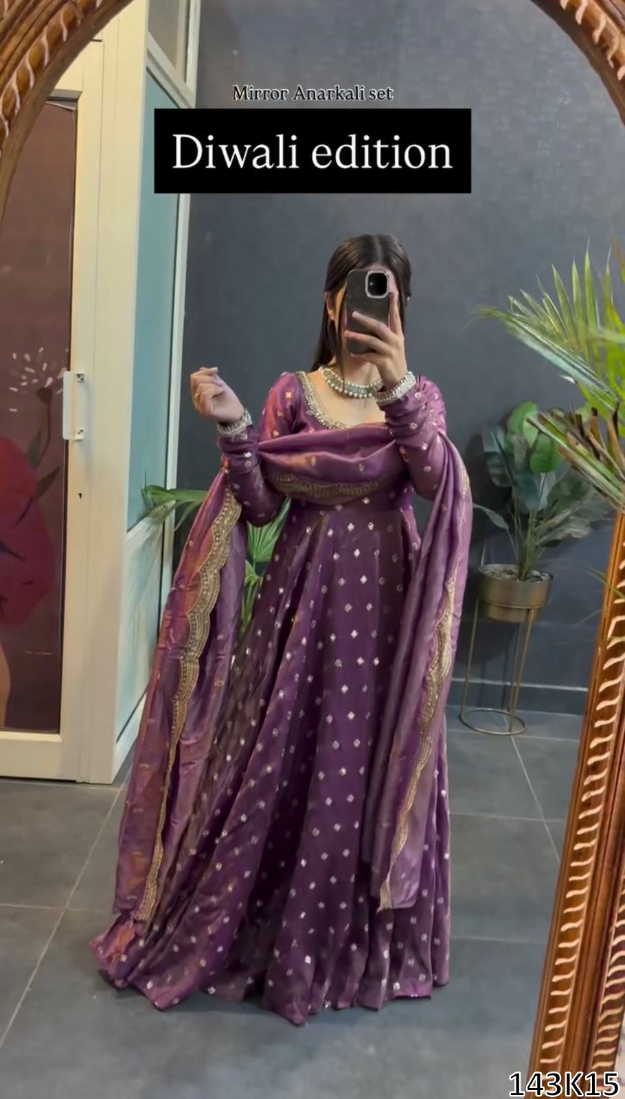 Premium Designer Fendy Silk Gown with Palazzo & Dupatta