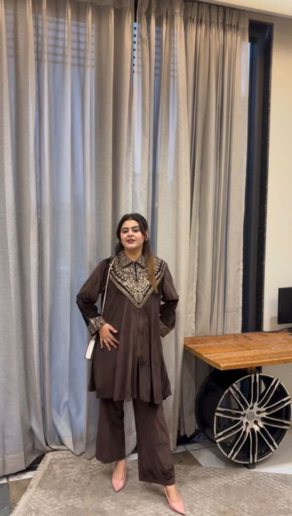 Velvet Kurta Plazzo Set with Sequence Embroidery | Winter Festive Wear | M-XXL | Ready to Dispatch