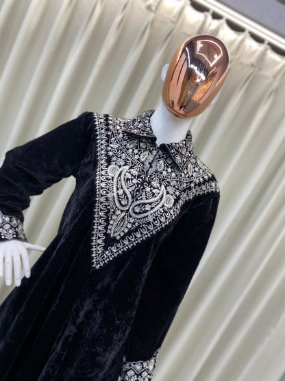 Velvet Kurta Plazzo Set with Sequence Embroidery | Winter Festive Wear | M-XXL | Ready to Dispatch