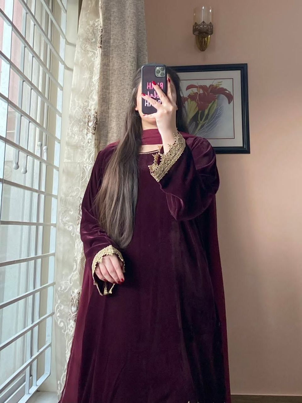 Velvet Kurta Plazzo Set with Dupatta | Premium Winter Designer Wear | Sequins Embroidery