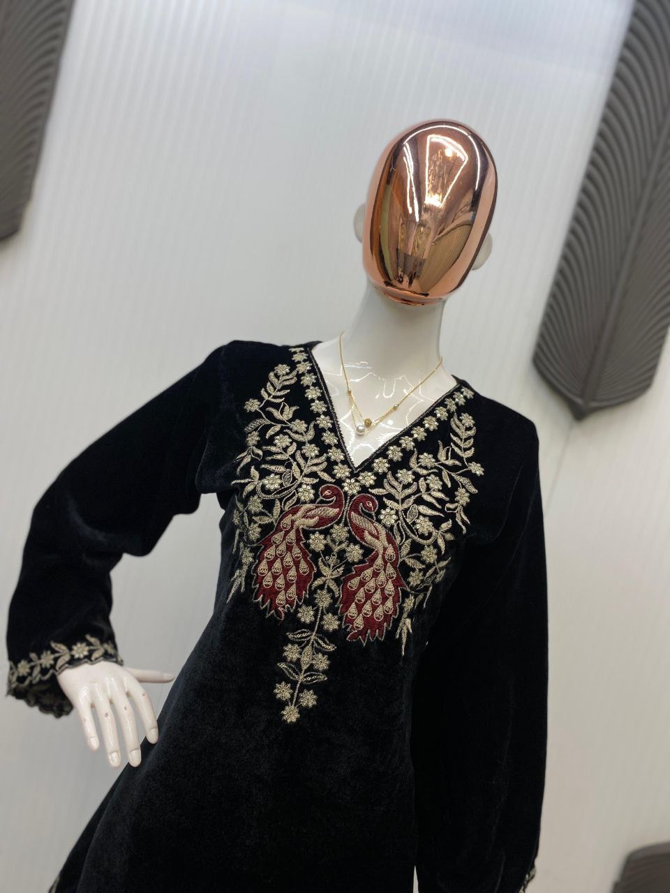 2025 Premium Velvet Co-Ord Set for Women | Sequins Embroidered Top & Plazzo | Winter Party Wear