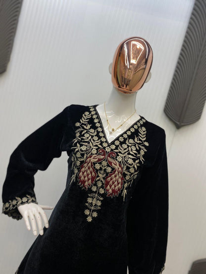 2025 Premium Velvet Co-Ord Set for Women | Sequins Embroidered Top & Plazzo | Winter Party Wear