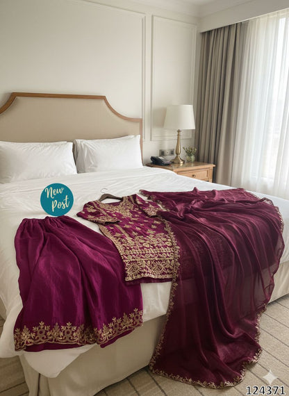 &nbsp;Eid Exclusive Designer Top–Plazzo–Dupatta Set | Wedding Season Special