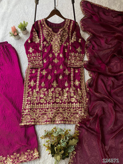 &nbsp;Eid Exclusive Designer Top–Plazzo–Dupatta Set | Wedding Season Special