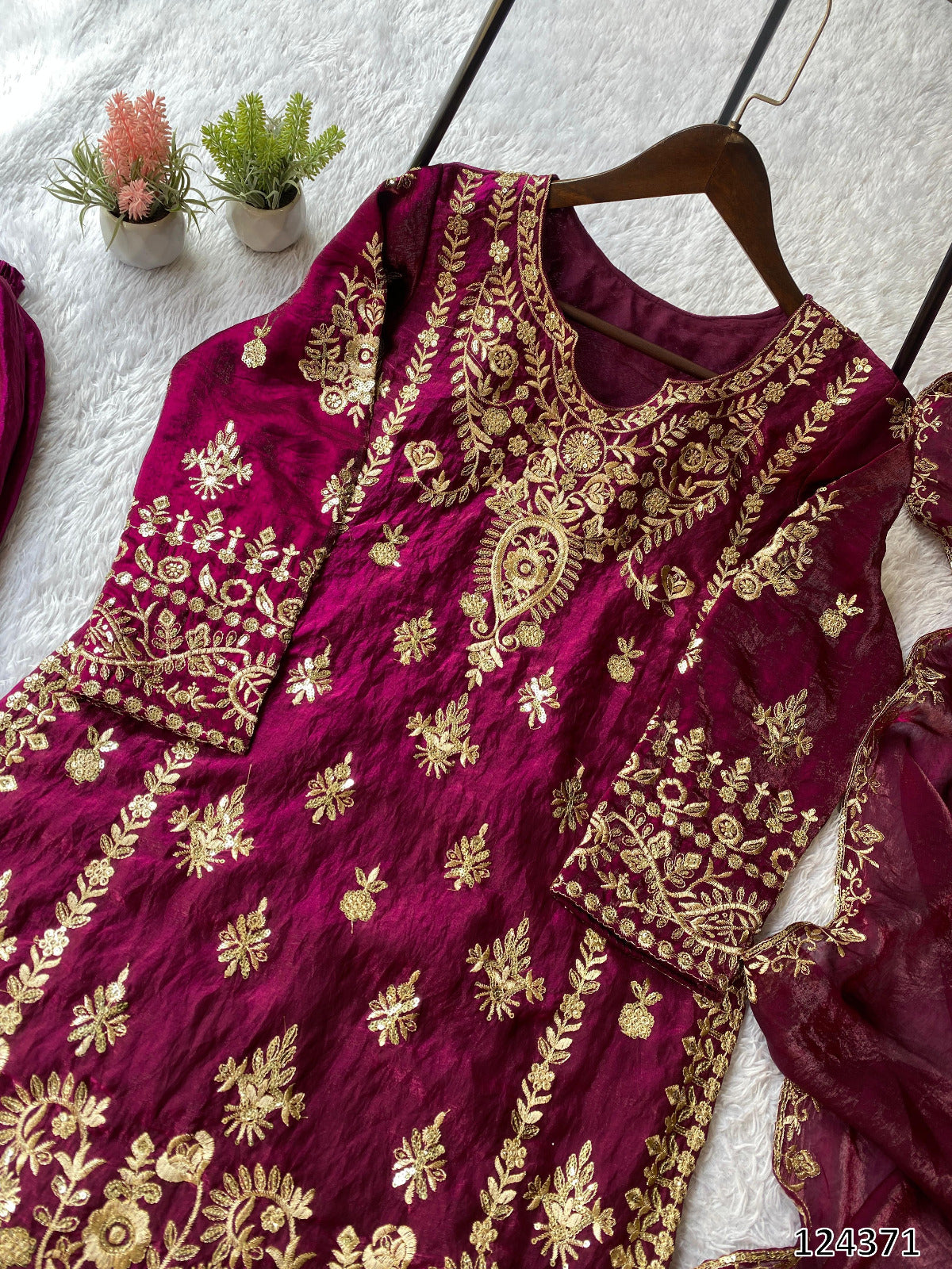 &nbsp;Eid Exclusive Designer Top–Plazzo–Dupatta Set | Wedding Season Special