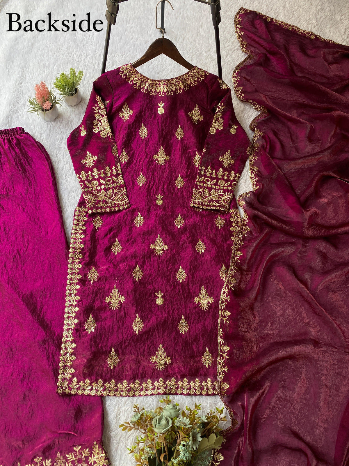 &nbsp;Eid Exclusive Designer Top–Plazzo–Dupatta Set | Wedding Season Special
